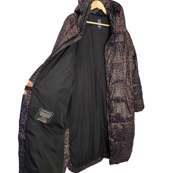 Animal Print Puffer Coat Long - Picture 8 of 11